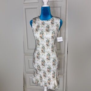 American Eagle White Smocked Floral Tube Top with Pastel Accents